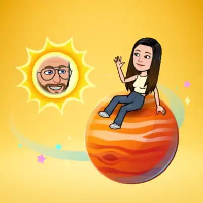 Snapchat Planet Jupiter with stars and animated girl