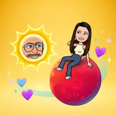 Snapchat Planet Mars with hearts and animated girl