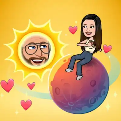 Snapchat Planet Mercury with hearts and animated girl