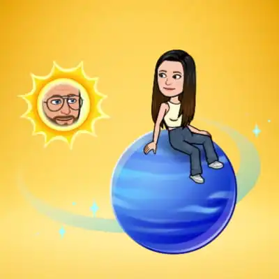 Snapchat Planet Neptune with stars and animated girl