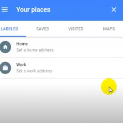 The "Labeled" tab has "Home." Tap it on google maps