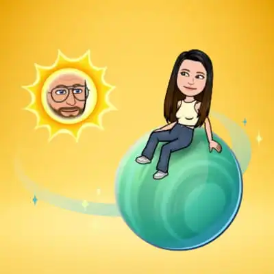 Snapchat Planet Uranus with stars and animated girl