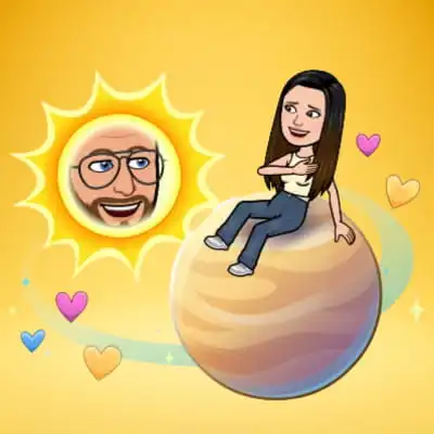 Snapchat Planet Venus with hearts and animated girl